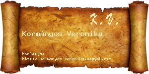 Kormányos Veronika névjegykártya